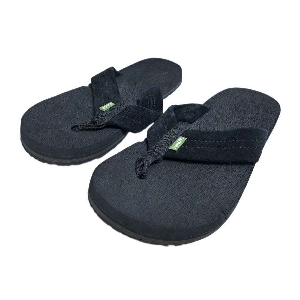 Sanuk Beer Cozy Coaster Flip-Flops Men’s Size 6 Black Beach Pool